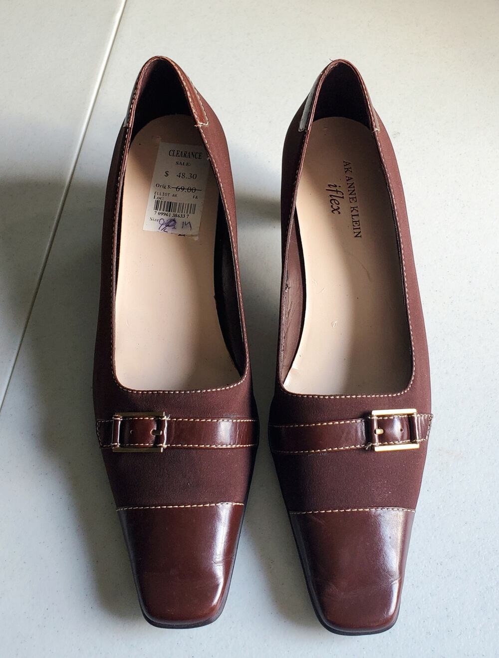 Ann Klein Iflex Womens Brown Kitten Heel Pumps Size 9.5 Preppy Classy Scsndi